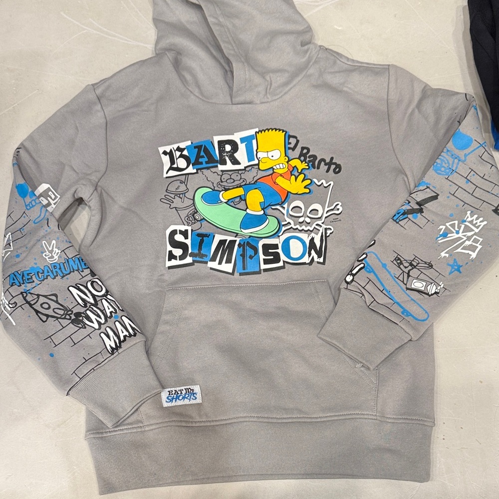 Bart Simpson Kids Hoodie in Gray and Blue
